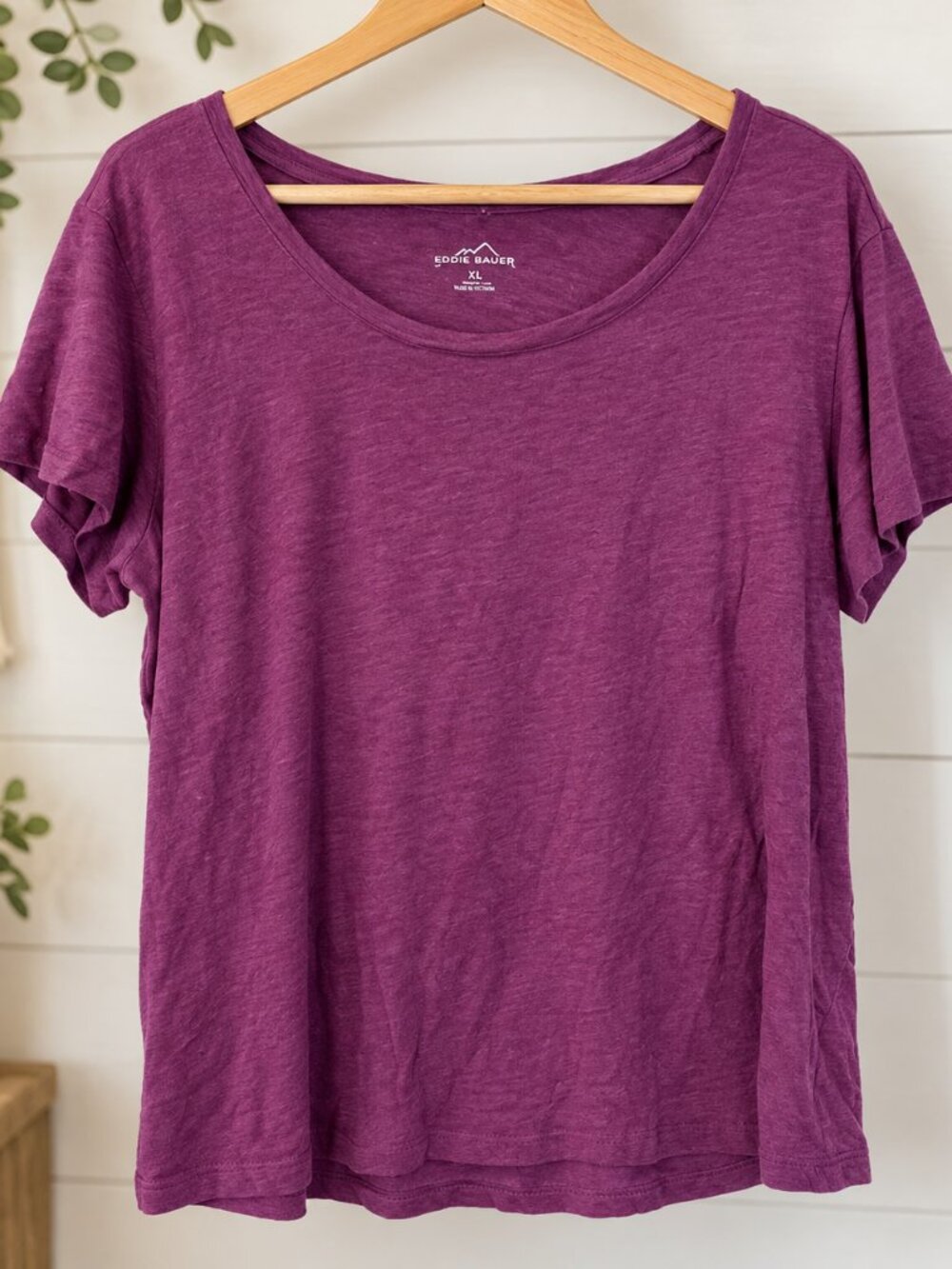 Eddie Bauer Purple Scoop Neck T-Shirt XXL Cotton Modal Short Sleeve Tee